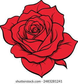 Red rose Vector art illustration, Rose clipart vector
