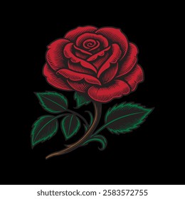 Red Rose vector art illustration