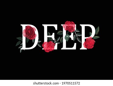 red rose vector art lettering hand drawn