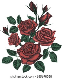 Red Rose - Vector Art -  stylized roses for card design