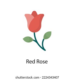 Red Rose Vector Flat Icon Design illustration. Love Symbol on White background EPS 10 File