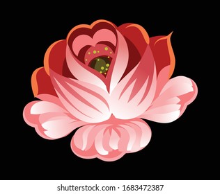 Red rose, vector graphics, spring flower, bud