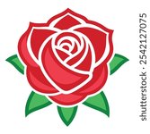 red rose vector icon design with a white background