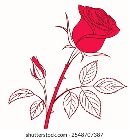 Icono de Vector rosa rojo sobre fondo blanco