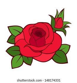 Red rose. Vector illustration.