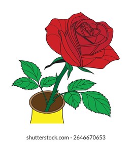 A Red Rose with vector illustration