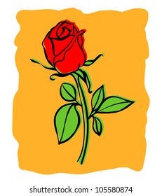 red rose vector illustration drawing by hand