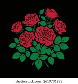 Red rose vector Isolated on Black background