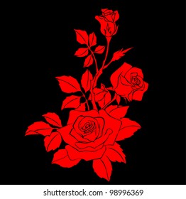 red rose vector on black