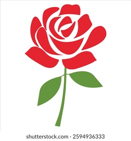 Red rose vector on a white background