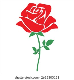 Red rose vector on white background