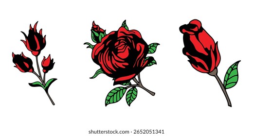 Red Rose Vector Pack for Sublimation, Stickers, and Crafts