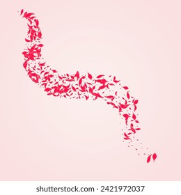 Red Rose Vector Pink Background. Beauty Cherry Banner. Scarlet Floral Fly Template. Ruby Japan Petal Design.