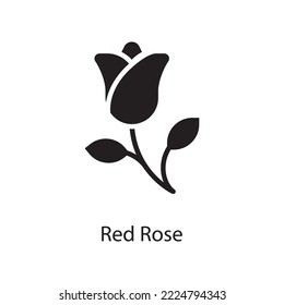 Red Rose Vector Solid Icon Design illustration. Love Symbol on White background EPS 10 File