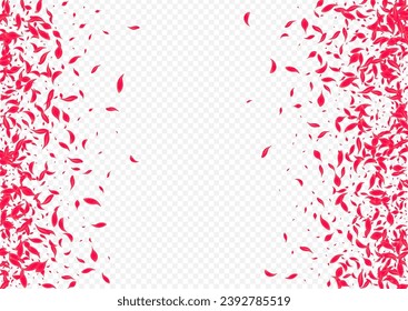 Red Rose Vector Transparent Background. Tender Peach Illustration. Pink Lotus Fly Banner. Delicate Blur Blossom Template.