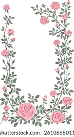 Red rose vines winding vector material