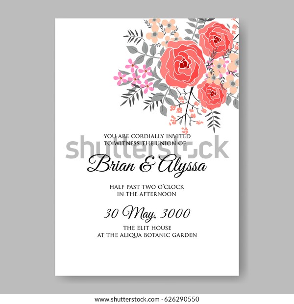 Rose Hochzeit Einladung Vektorvorlage Stock Vektorgrafik Lizenzfrei