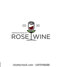 Design-Illustration des Rosengarten-Logos . Design des Blumenweinlogo Symbol für das Naturweinlogo.Design-Vintage für das Weinlogo