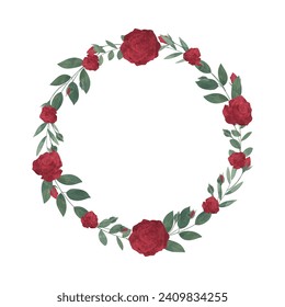 Red Rose Wreath Flower Frame Background
