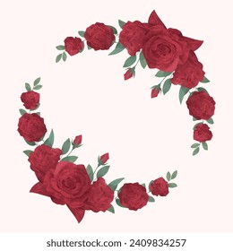 Red Rose Wreath Flower Frame Background