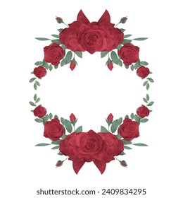 Red Rose Wreath Flower Frame Background