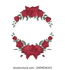 Red Rose Wreath Flower Frame Background
