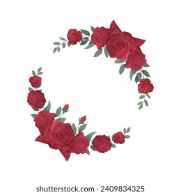 Red Rose Wreath Flower Frame Background