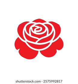 Red rosebud silhouette icon vector illustration design on white background.