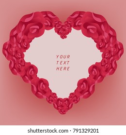 red roses blooming heart frame with red paper in center for greeting card,background,presentation,vector illustration ,valentine's day