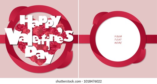 red roses blooming heart shape with circle frame,happy valentine's day,for greeting card,presentation,vector illustration ,space for text