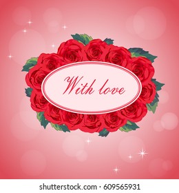 Red roses border with place for text