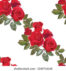 Red roses bouquet seamless pattern vector illustration