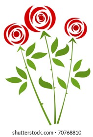 Red roses bunch. Vector illustration