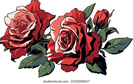 Clipart de Roses Rojos, arte vectorial digital