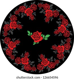 red roses decorative ornate frame traditional painting