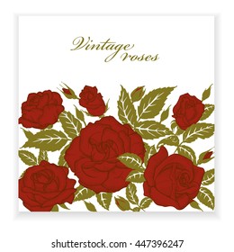 red roses, element for design, invitation template, greetings, postcards, advertising with roses, vector illustration