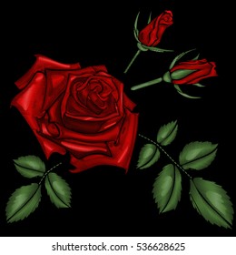 red roses embroidery