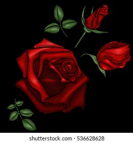 red roses embroidery