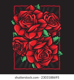 ilustración vectorial de flores de rosas rojas