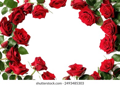 Red Roses Frame on White Background. Vector illustration design.