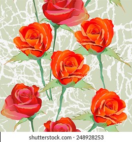 Red roses and green background