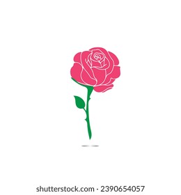 Red roses hand drawn, Black line rose flowers inflorescence silhouettes isolated on white background. Icon roses collection. Vector doodle illustration.