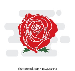  Red roses hand drawn color.Vector illustration.