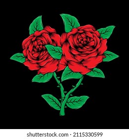 Red Roses Hand Drawn Illustration