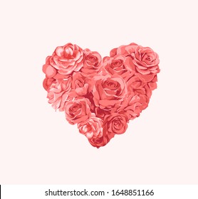 red roses in heart shape illustration