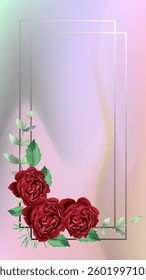 Red Roses with marble frame design nice for greeting card