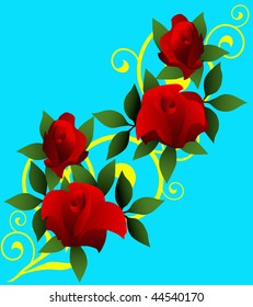 Red roses on a blue background