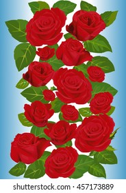 red roses on blue background vector illustrator