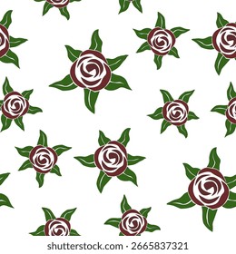 Rosas rojas sobre fondo blanco. Patrón floral sin fisuras 1.