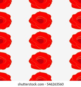 Red roses on white background, seamless pattern.